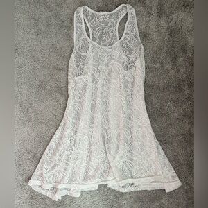 Boho Crochet Paisley Sheer Mini Dress